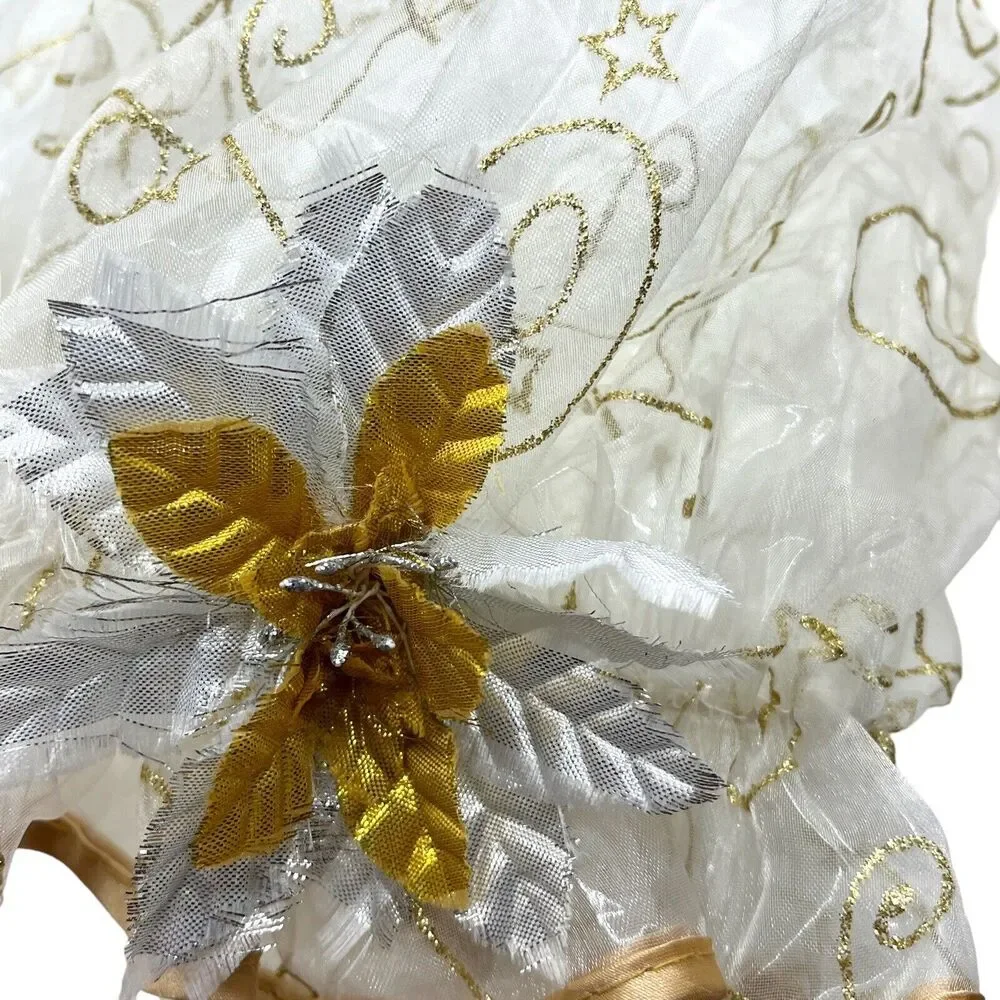 Shower Cap Vintage Mad Cap Bathing Cap Style Gold Detail Glitter Attached Flower